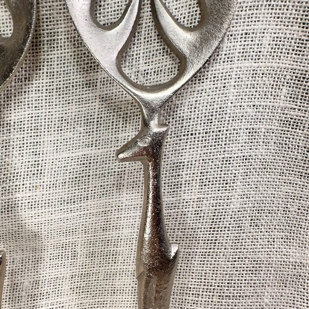 Pottery Barn Reindeer Stag Salad Serving Forks Metal Rustic Lodge 11 Inch‎